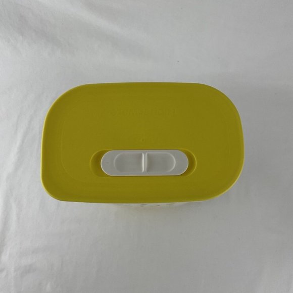 Tupperware Fridgesmart Vertical Container Slider Seal Vent Tab Grid Yellow 3 Qt - Picture 5 of 6